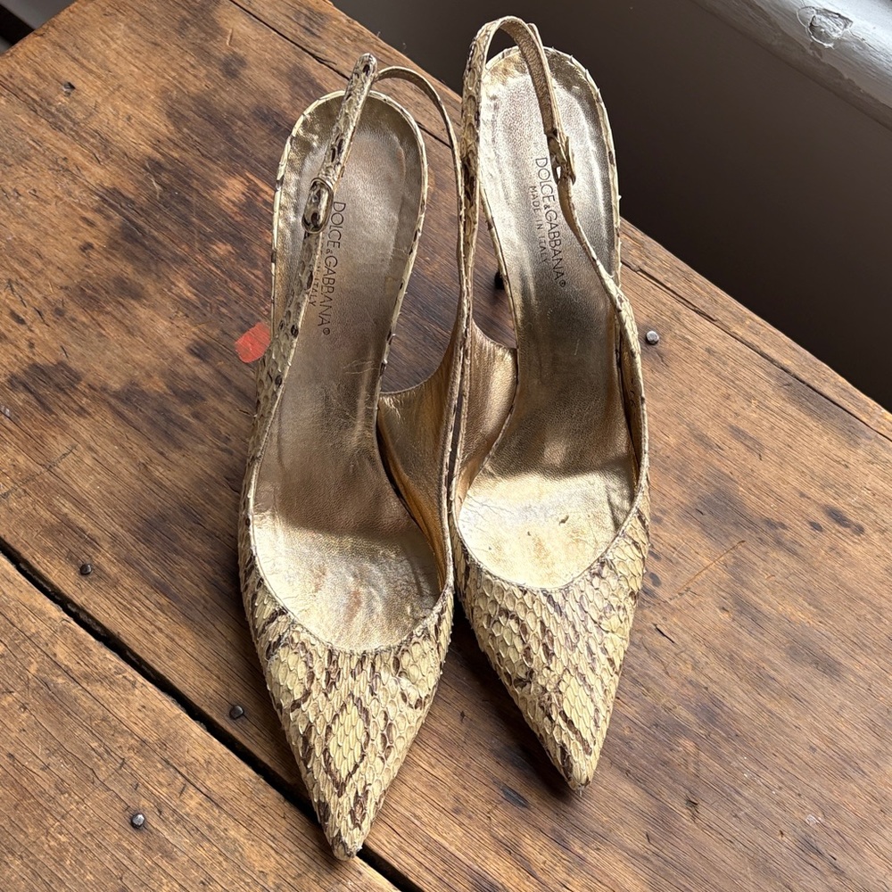 Vintage Dolce & Gabbana Python Snake Slingback Heels